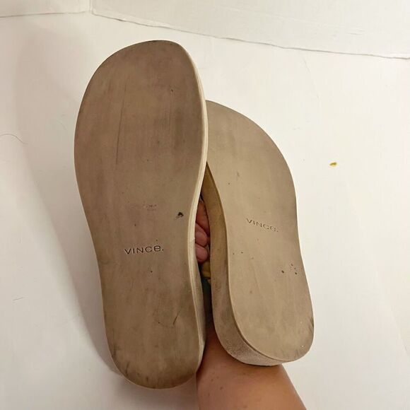 Vince Nita Braided Leather Square Toe Platform Fit Flop Thong Strap Sandals - Picture 7 of 12